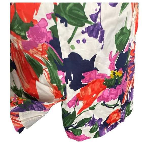J.Crew Women’s Colorful Floral Cap Sleeves  A-Line Cotton Fitted Mini Dress Sz 2 - Picture 9 of 12